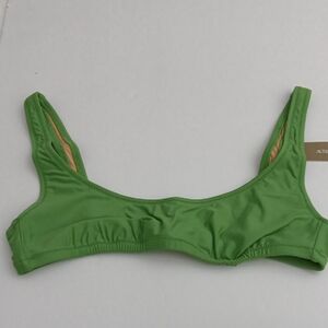 J Crew Women's Size Small Green Heritage Scoop Neck Bikini Top Swimwear